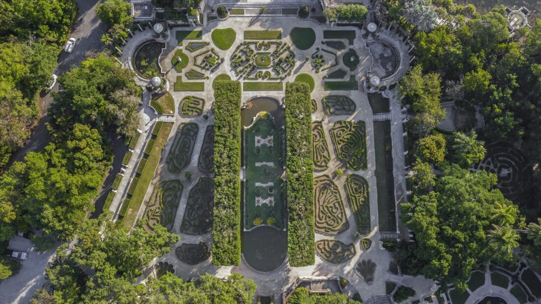 aerial image of the Vizcaya Museum Gardens