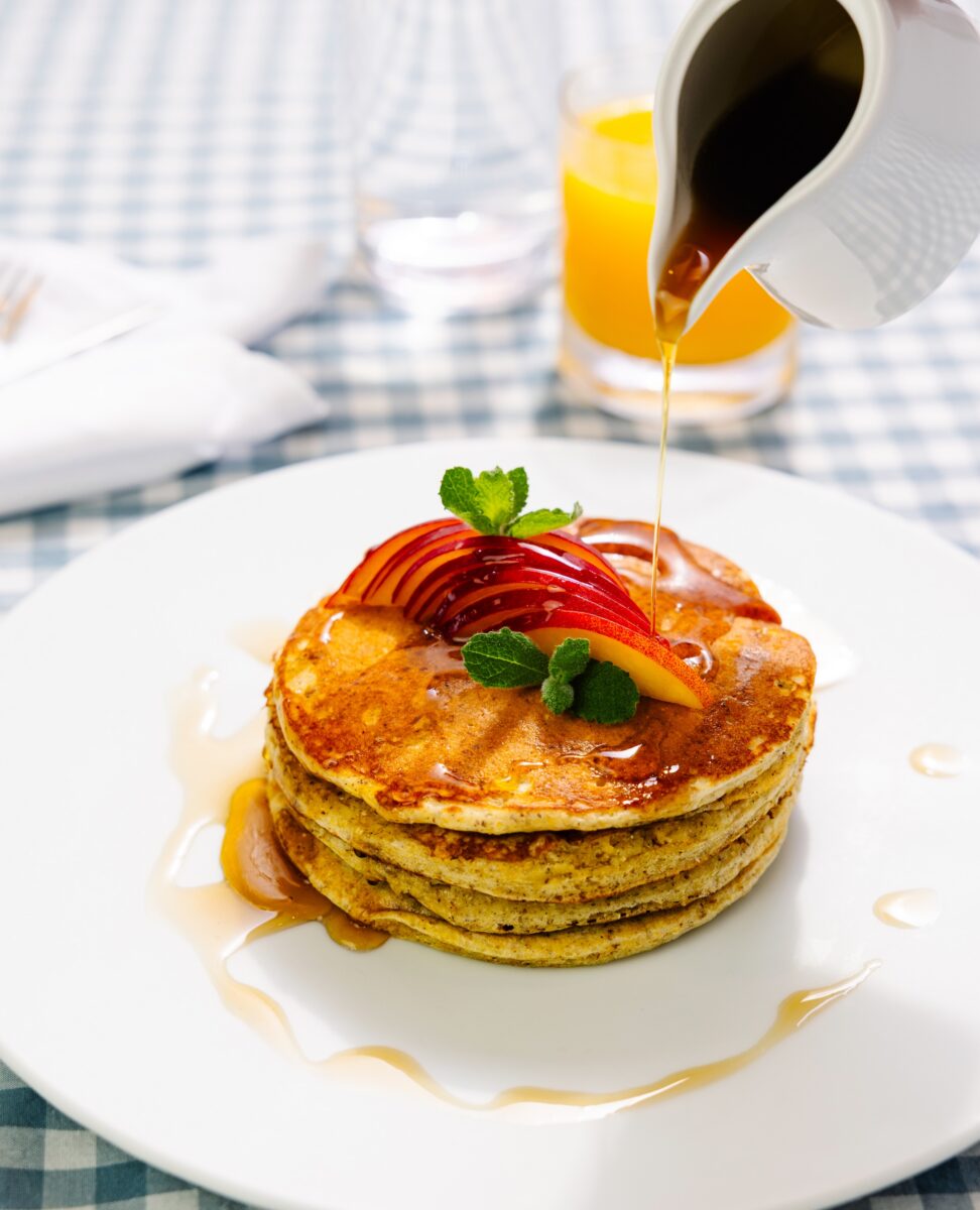 cornmeal pancakes with syrup