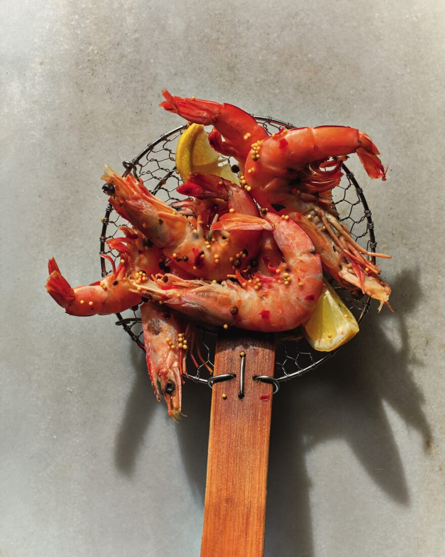 Shrimp in a handheld basket 