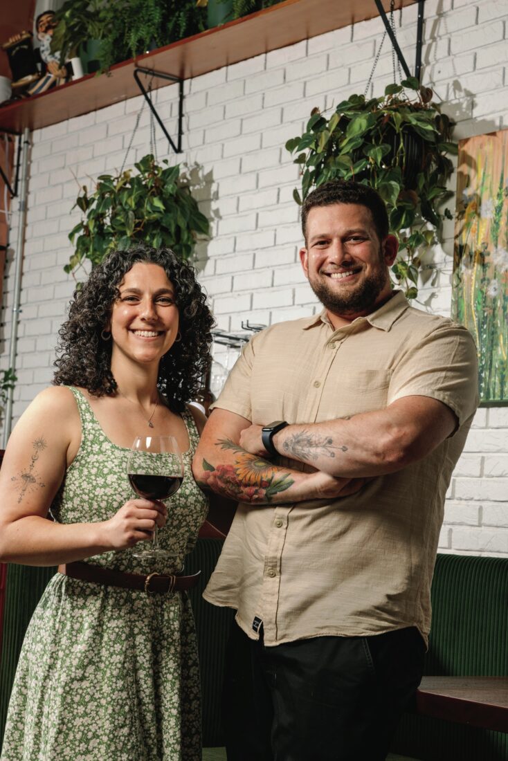 A couple in a restaurant
