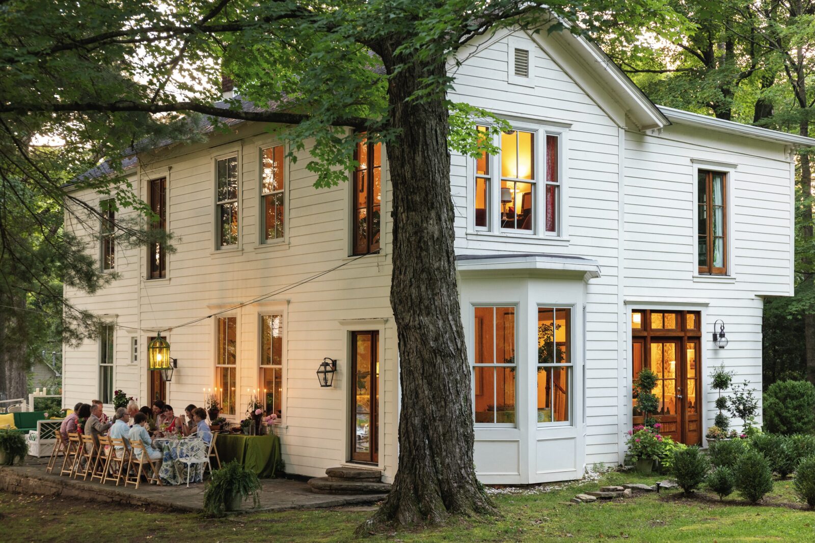 An outdoor dinner party.