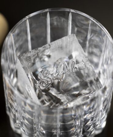 an ice-filled glass