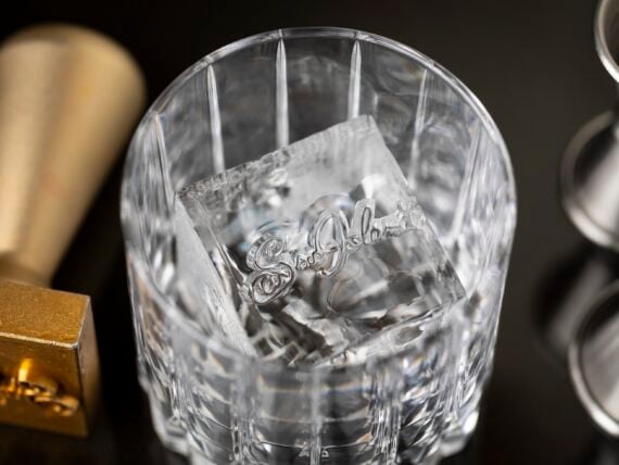 an ice-filled glass
