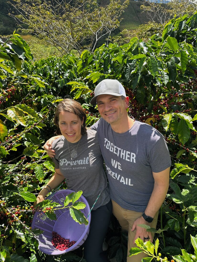 A couple in a coffee forest