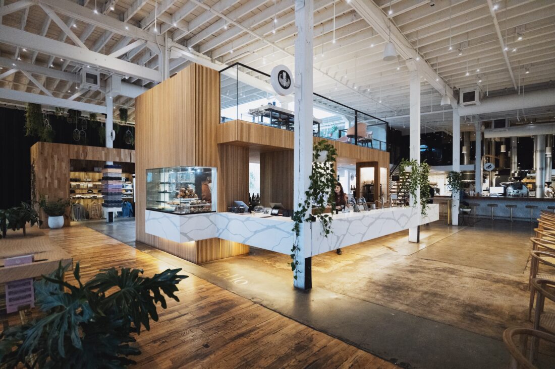 Inside a coffee bar