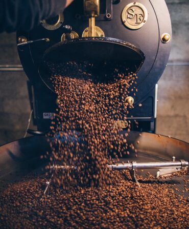 Coffee beans in a roaster
