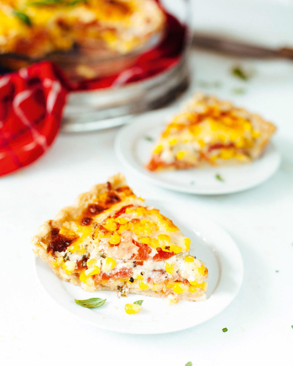 tomato corn pie slice