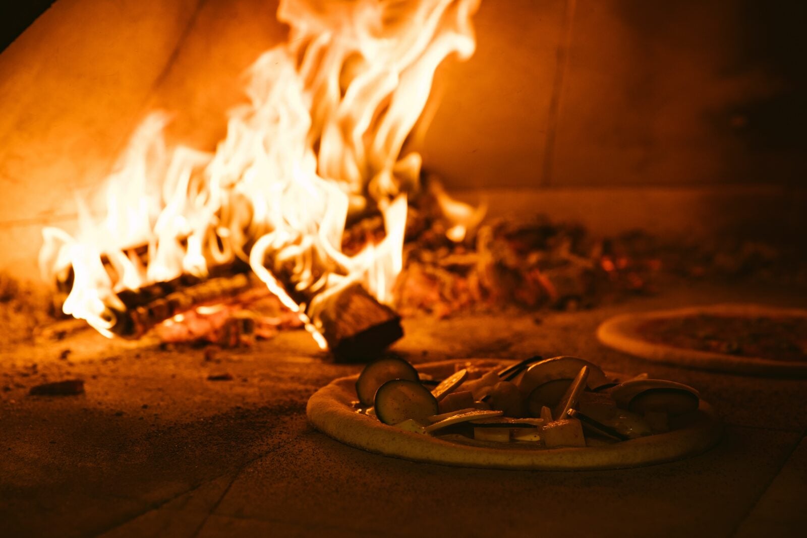 Pizza in an oven