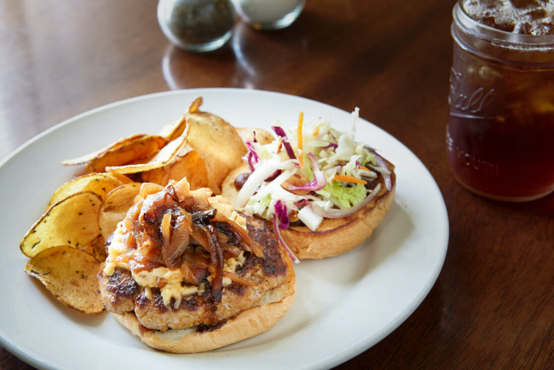 burger and chips