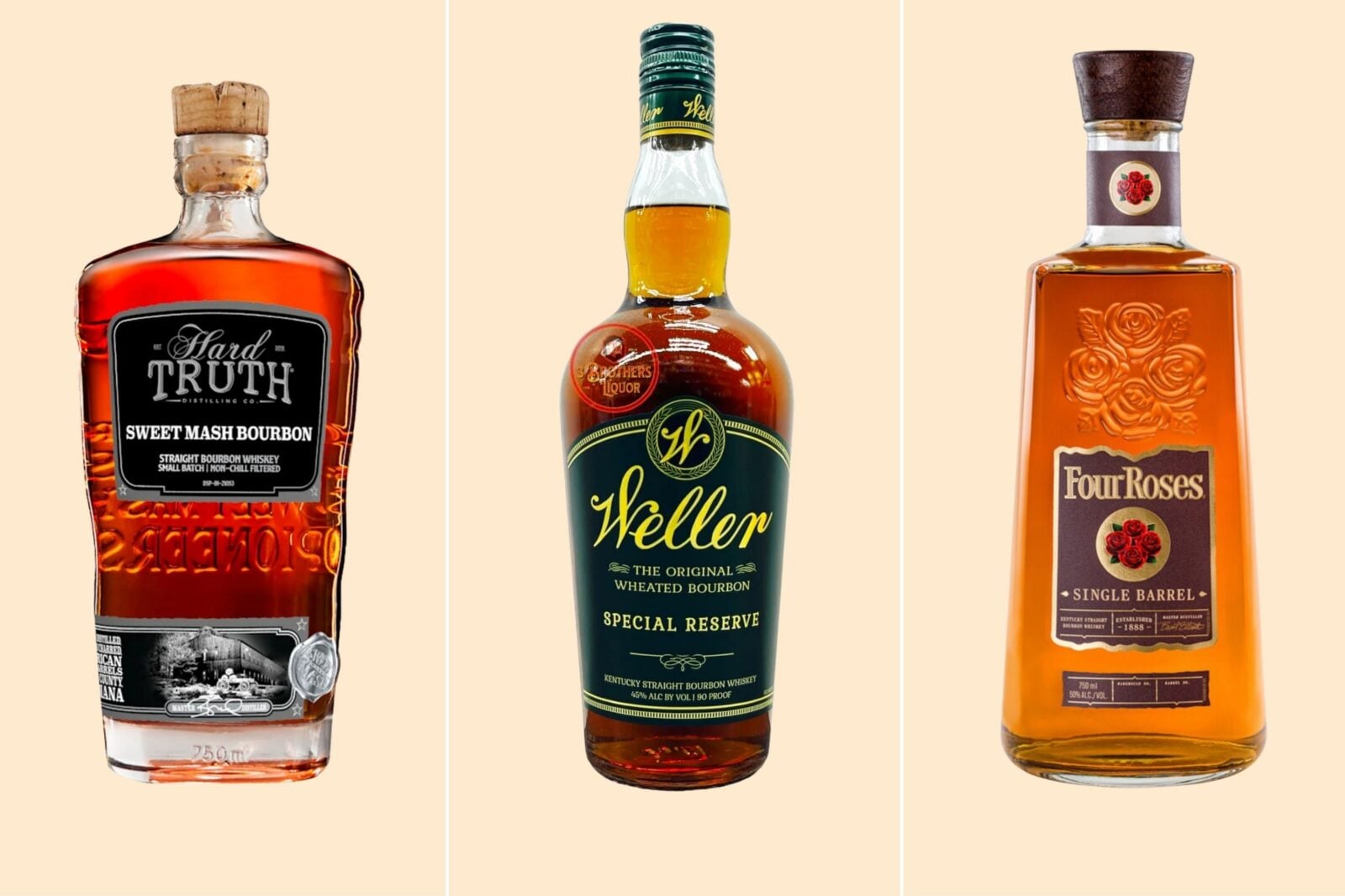 A collage of three bourbons
