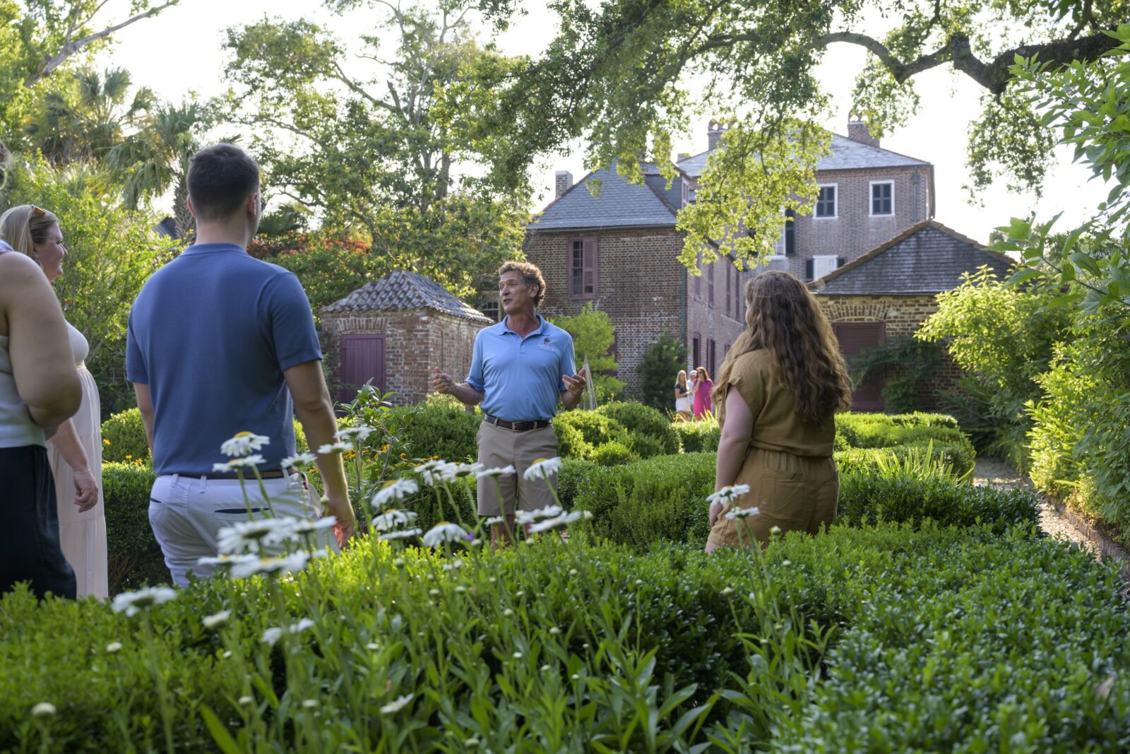 A group of people in a garden