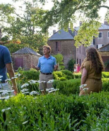A group of people in a garden
