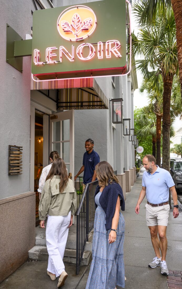 People outside a restaurant