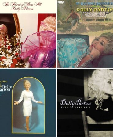 A collage of Dolly Parton albums