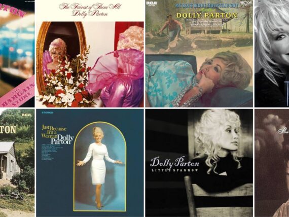 A collage of Dolly Parton albums