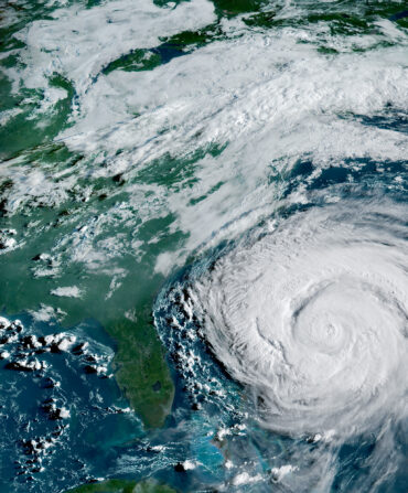 A satellite image of a hurricane