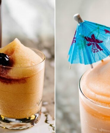 A collage of two frozen drinks