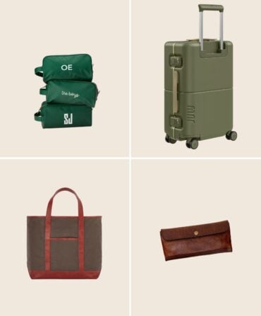 A collage of travel bags