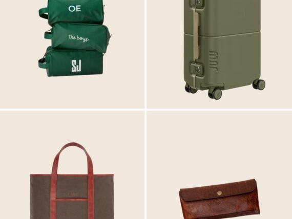 A collage of travel bags
