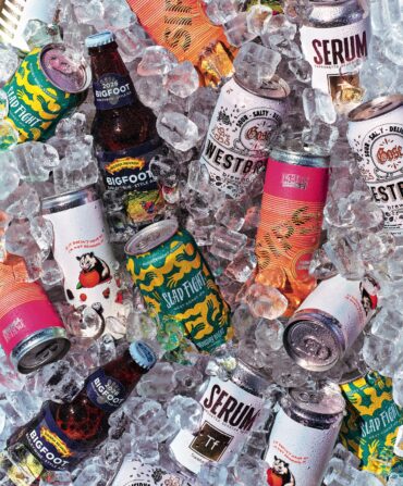 A selection of beer cans on ice