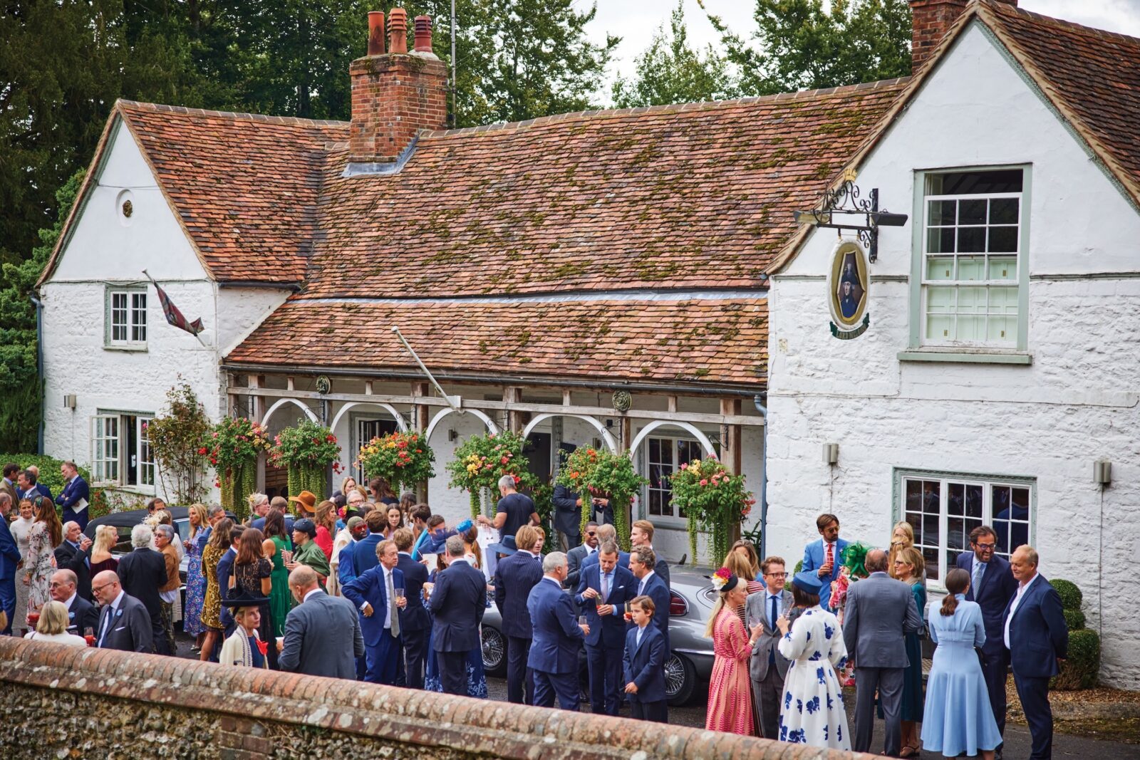 A party outside a church