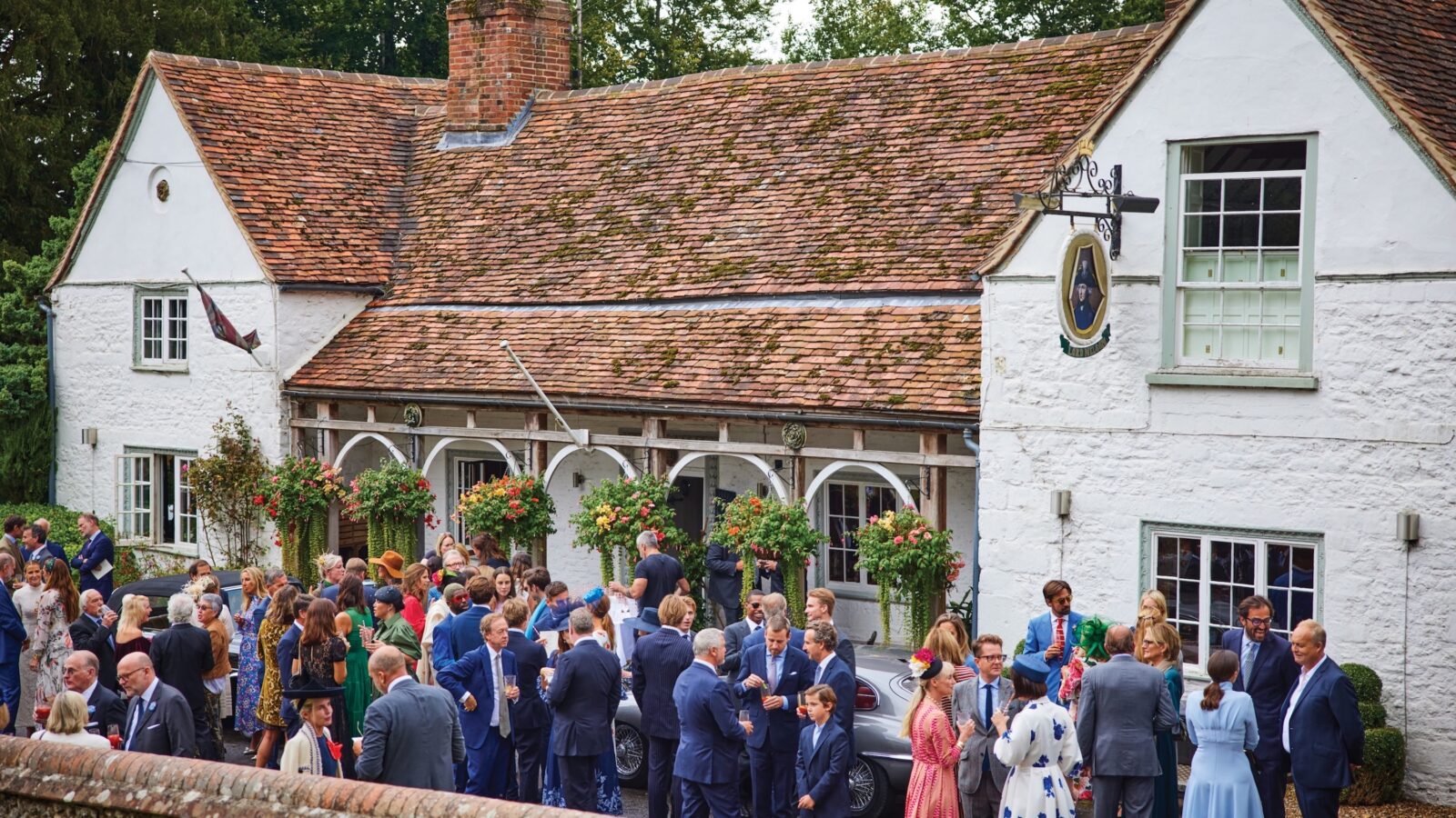 A party outside a church