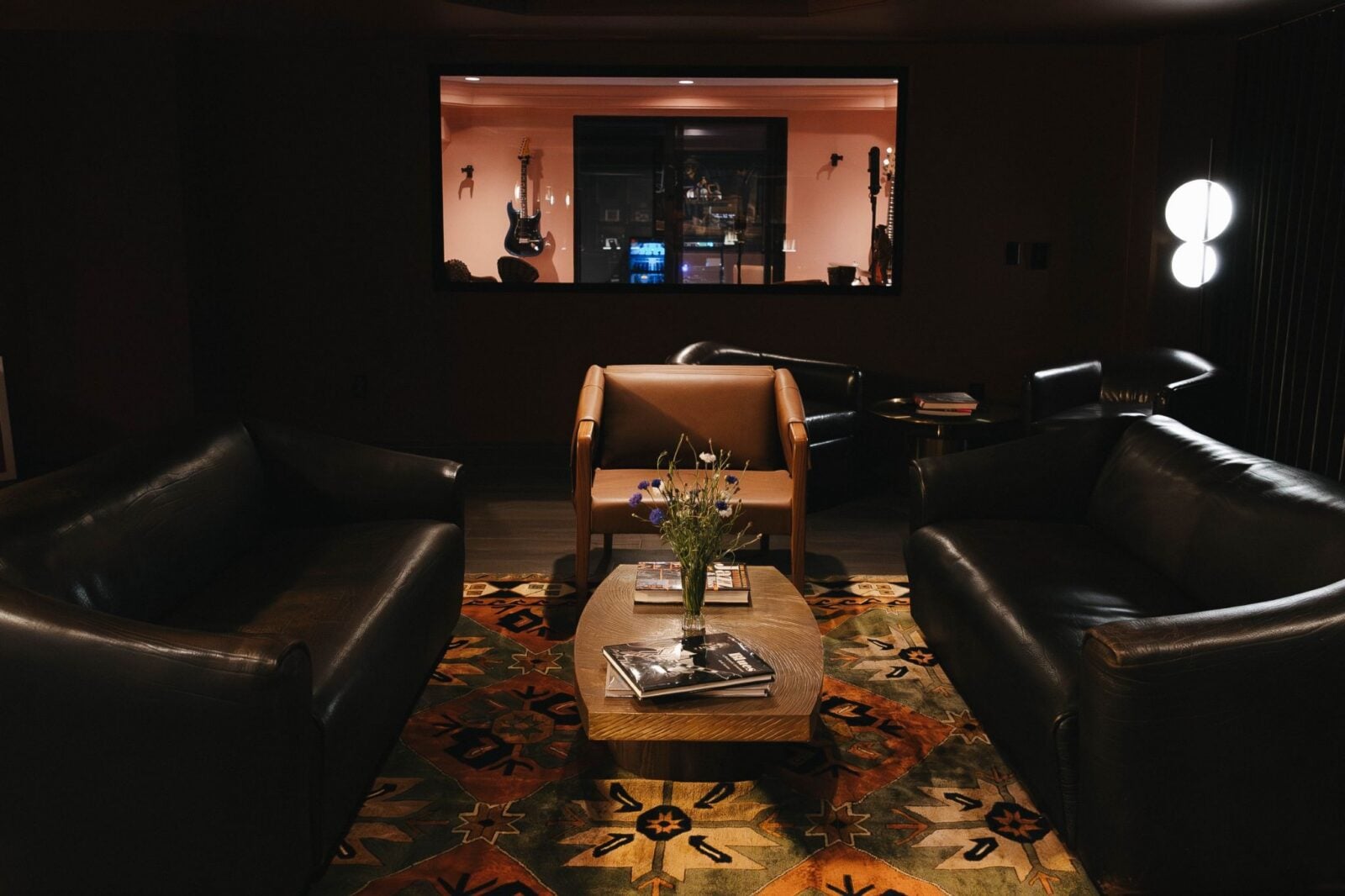 dimly lit studio