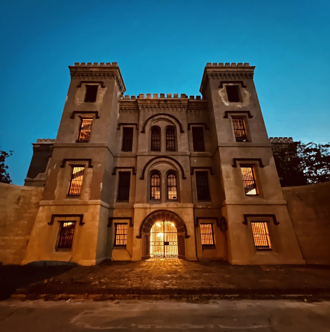 Outside an old jail building