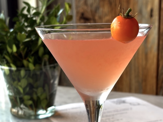A pinkish martini