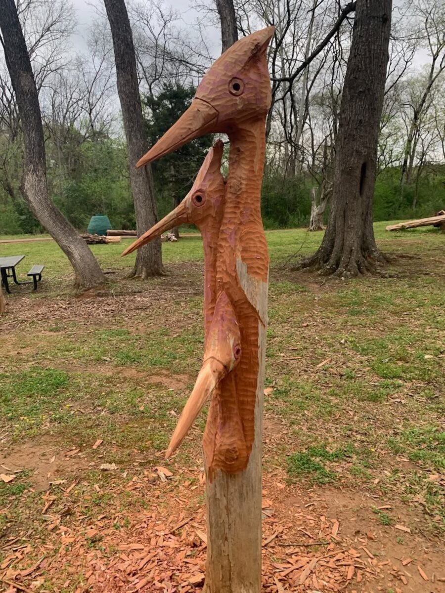 Carved woodpeckers
