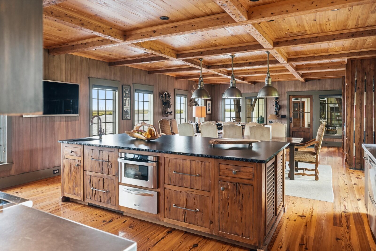 An open wood kitchen