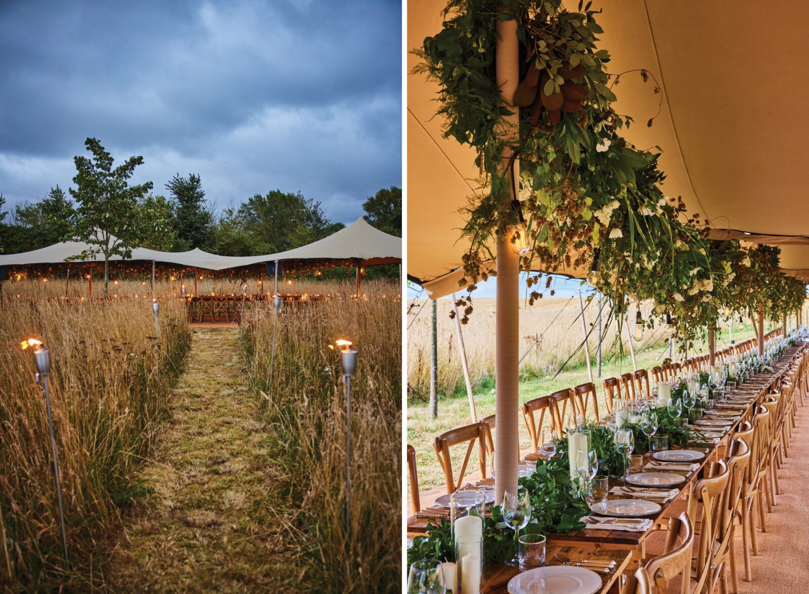 A tent interior and exterior