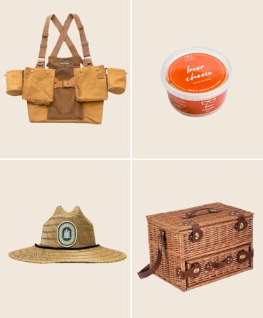 A collage of vacation items