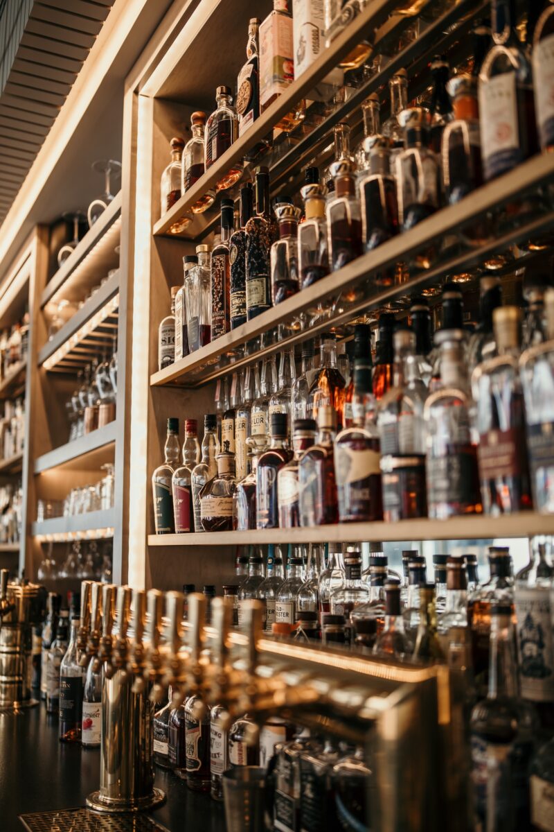 A bottle-stacked bar