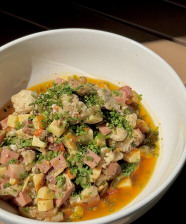 A dip in a bowl