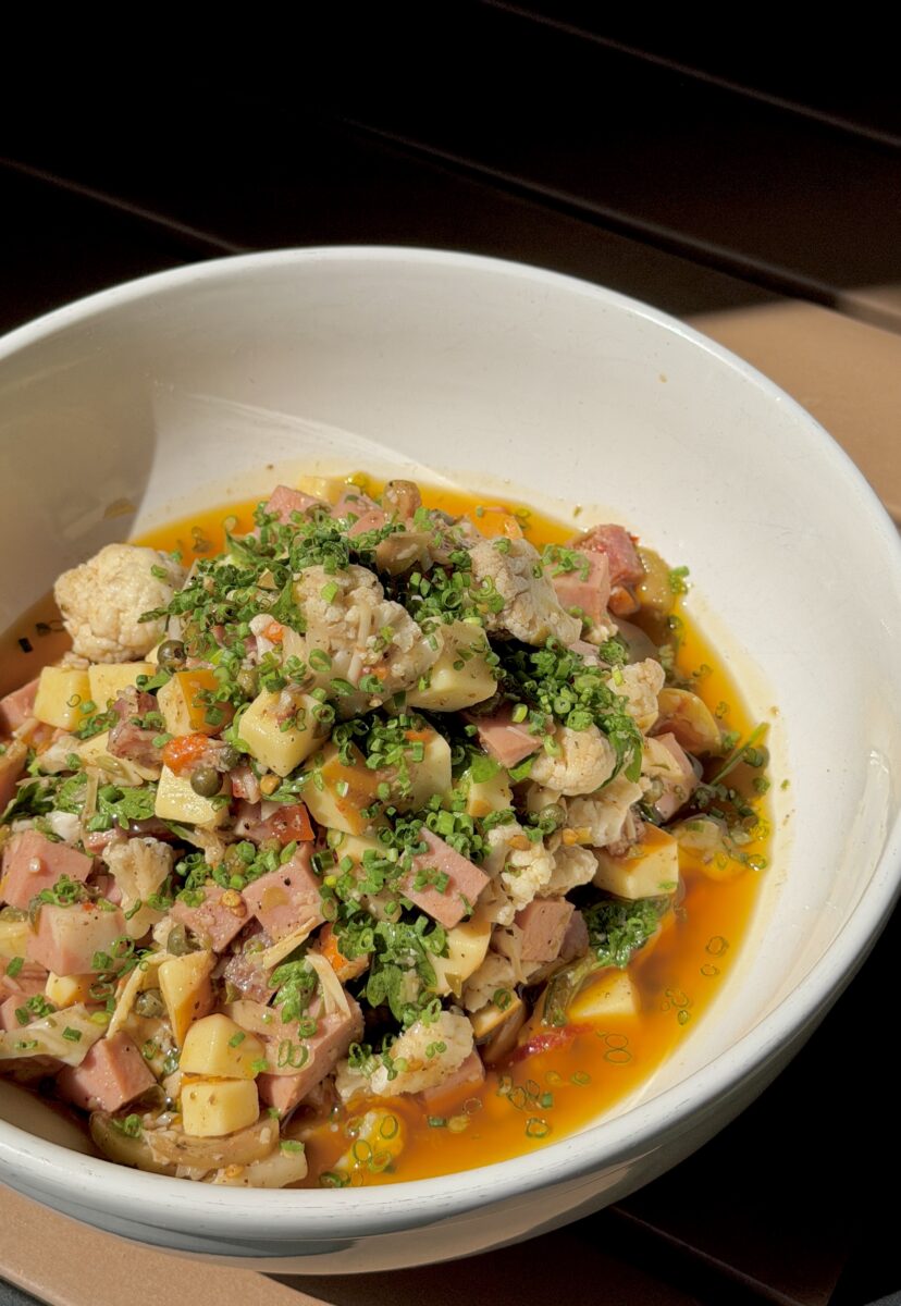 A dip in a bowl
