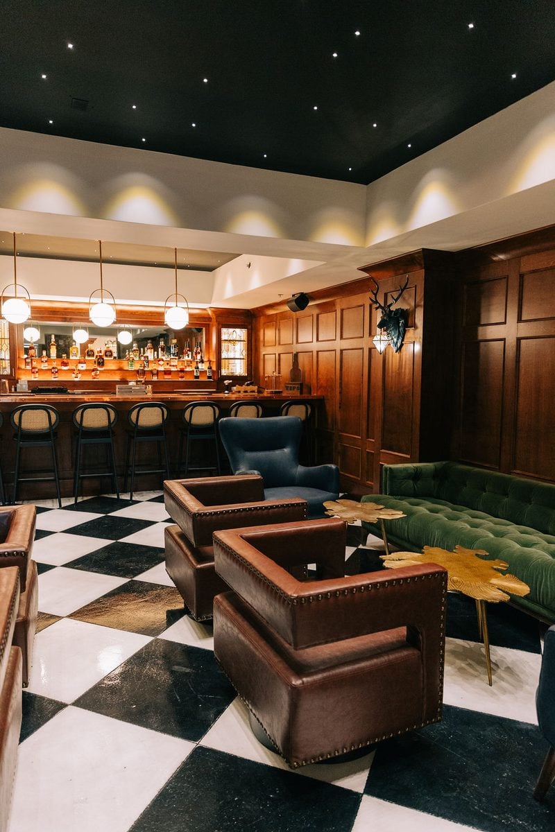 brightly lit speakeasy interior