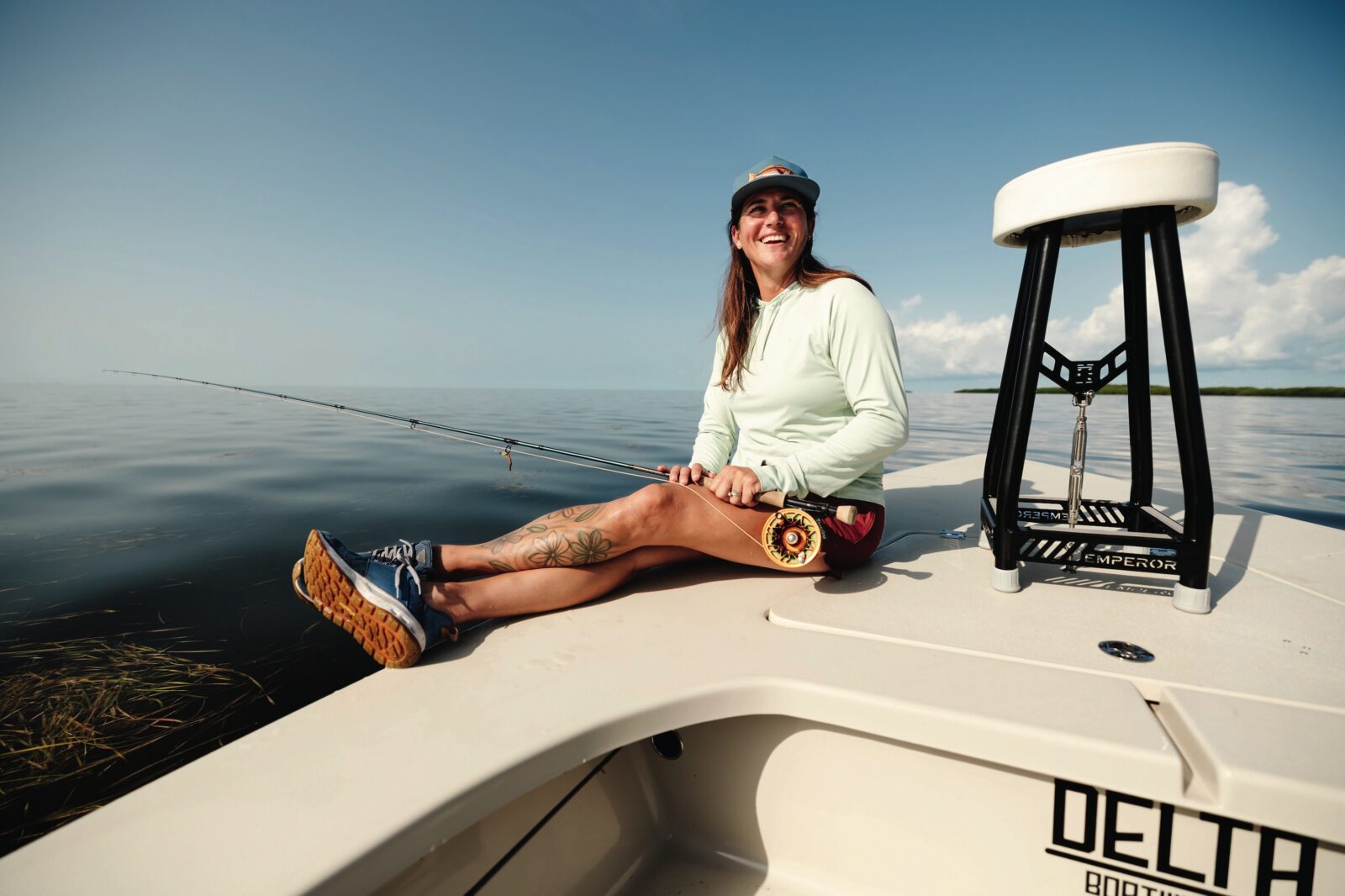 A woman on a boat