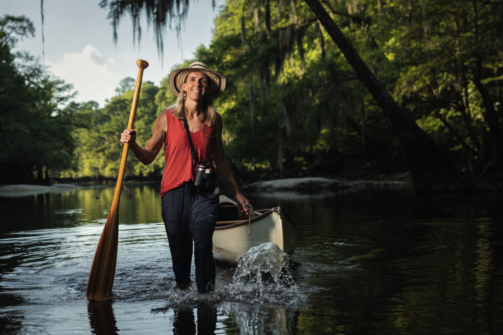 A woman in a river
