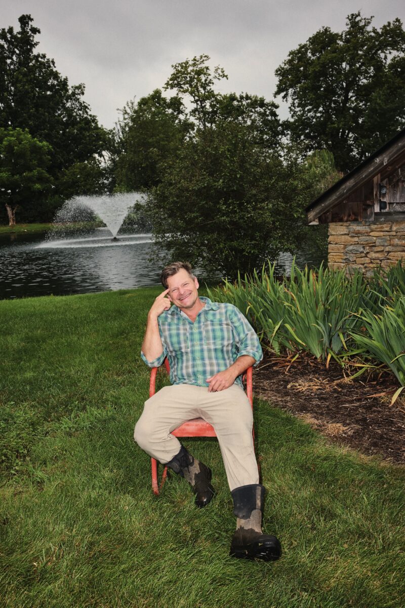 A man in a garden