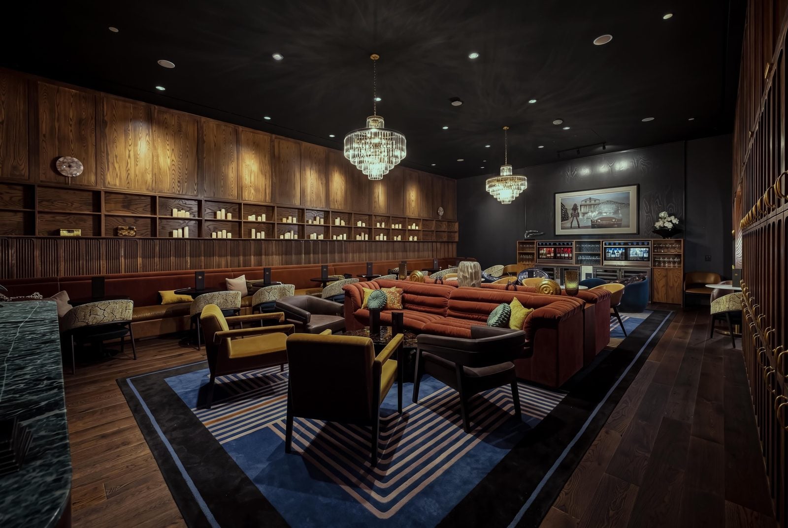 large dark themed speakeasy interior