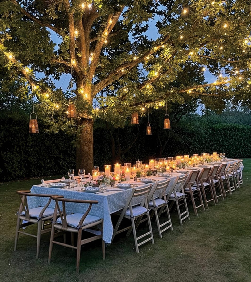 A set table outside