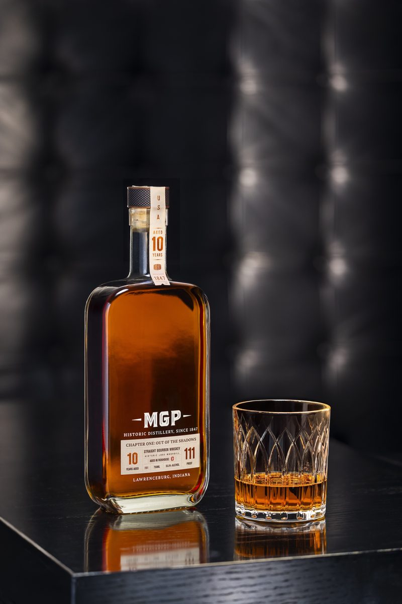 bourbon bottle and glass