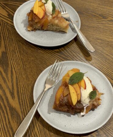 Peach cake slice