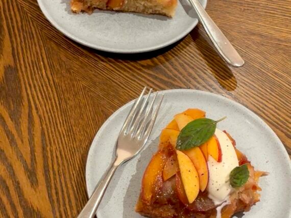 Peach cake slice