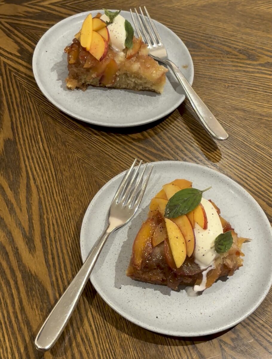 Peach cake slice