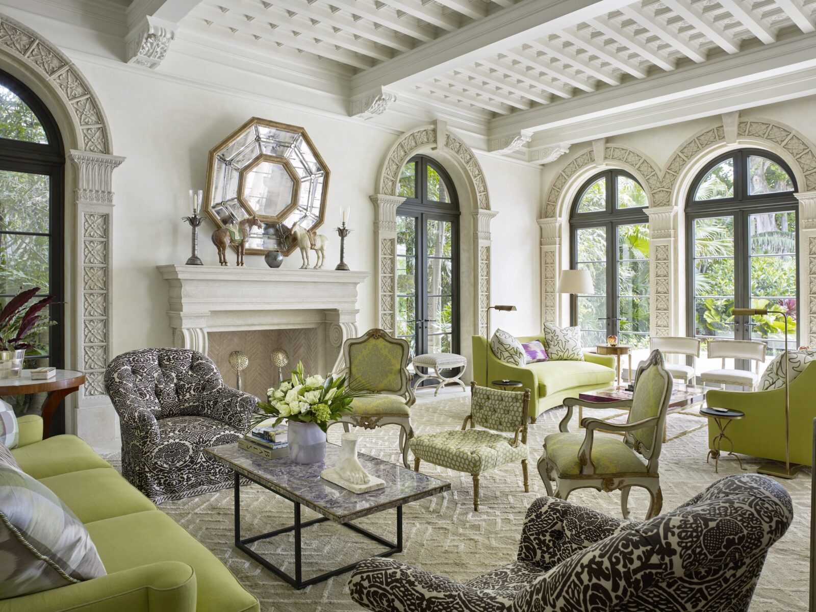 A green accented living room