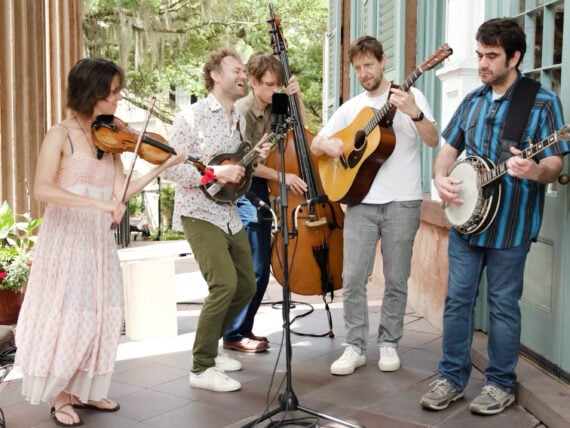 A group of musicians playing a song