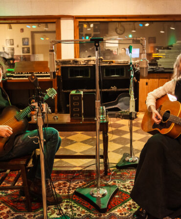 Dave Rawlings and Gillian Welch in a studio
