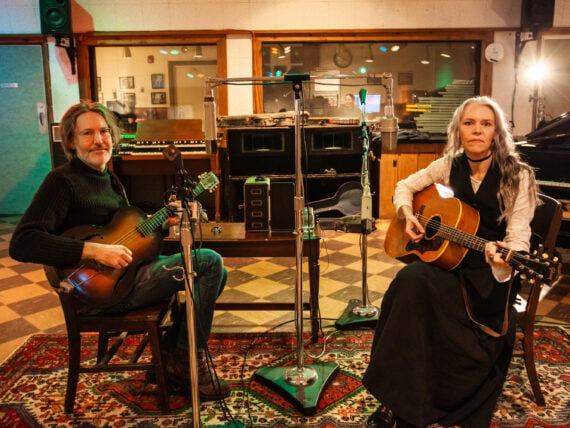 Dave Rawlings and Gillian Welch in a studio